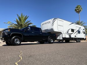 2020 Chevy Silverado 2500HD Duramax towing 35ft Genesis Supreme CR toyhauler